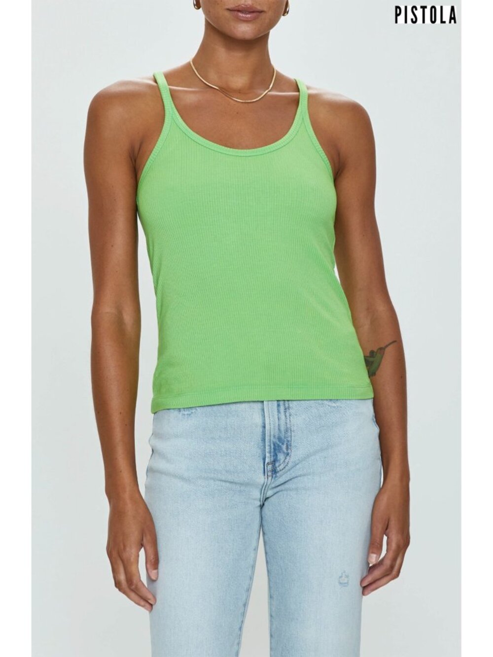 PISTOLA NWT PALOMA SCOOP NECK KIWI RAYON RIB TANK. SIZE M